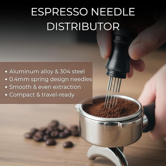 Espresso Accessories Kit – Coffee Distributor & Tamper Leveler Set with WDT Tool and Dosing Funnel | Barista Espresso Tamper Kit Fits 51mm Espresso Machines & Portafilters