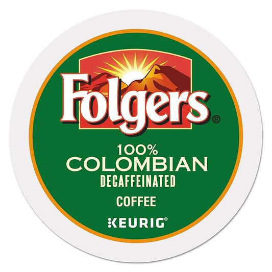 Folgers 100 Percent Colombian Decaf Single Serve K-cup Pods For Keurig brewers, 96 Count