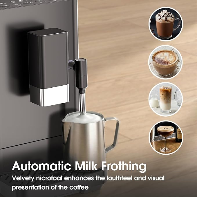 COWSAR 20bar Automatic espresso machine with grinder & Manual Milk Frother, Auto-Clean Function espresso maker, Professional expresso coffee machines with button controls for Cappuccino, latte, Black