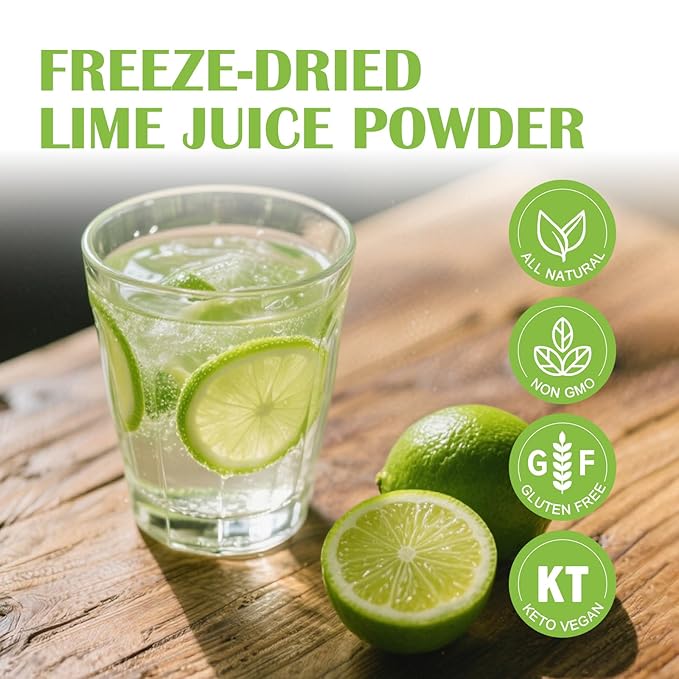 Zorvita Freeze-Dried Lime Juice Powder, Bold Tangy Flavor, Cold Pressed Fresh Lime No Additives or Fillers, Gluten-Free, Non-GMO 8.82 oz (250g)