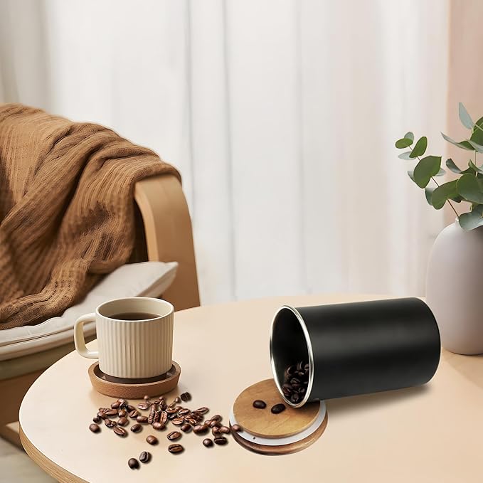 550ml Airtight Coffee Jar Stainless Steel Coffee Storage Container Suitable for Storing Coffee Powder and Coffee Beans