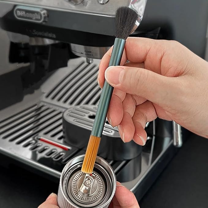 2 Pcs Dual Heade Coffee Grinder Brush, Espresso Machine Cleaning Brush Coffee Pot Brush Nylon Barista Brush Tools for Coffee Machine Toaster Cleaning