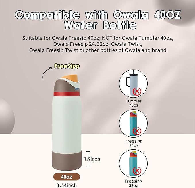 2PCS Silicone Water Bottle Boot, Compatible with Owala 24oz 32oz 40oz, Protective Anti-Scratch & Anti-Dent No Noise Sleeve Cover for FreeSip/Twist/Flip Water Bottles (Boneyard, 40oz)