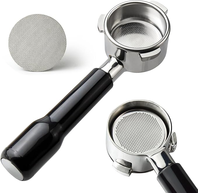 stochastic box 54 mm Bottomless Portafilter with Puck Screen, 3 Ears Espresso Portafilter Compatible with Breville Barista Express Machines,Stainless Steel Por tafilter and ABS Handle for kitchen