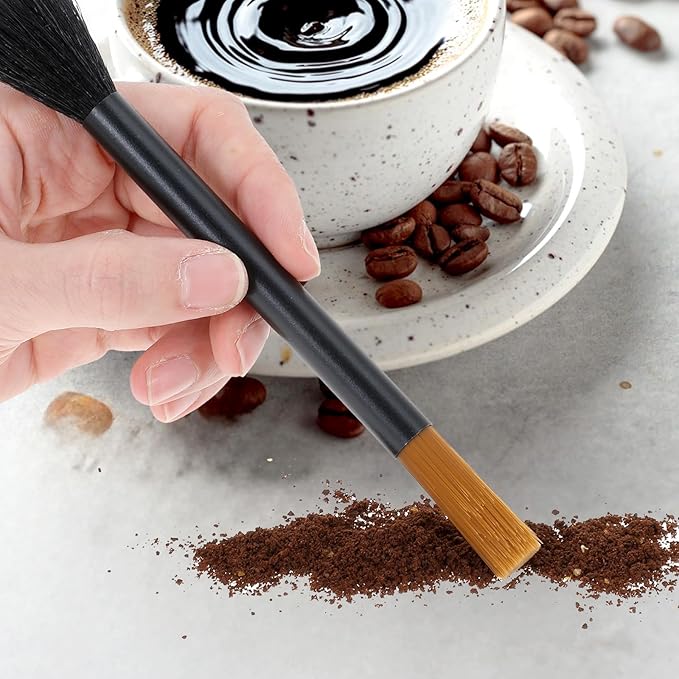Classicseali 2pcs Espresso Cleaning Brush,Coffee Brush,Dual Head Coffee Cleaning Brushes with Nylon Bristles,Aluminum handle,for Espresso Machine Cleanin,Used to Clean Tea Powder, Flour, Sugar