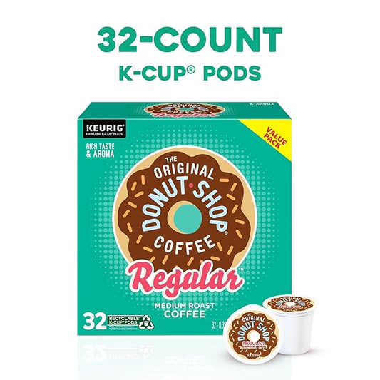 The Original Donut Shop Regular, Single-Serve Keurig K-Cup Pods, Medium Roast Coffee Pods, 32 Count