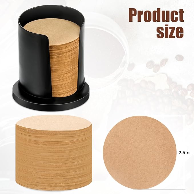 Outus 2 Pack 700 Count Coffee Filter Paper Replacement Filters with Filter Holder Round Disposable Paper Filters for DIY Compatible with the Aeropress Coffee and Espresso Maker(Brown)