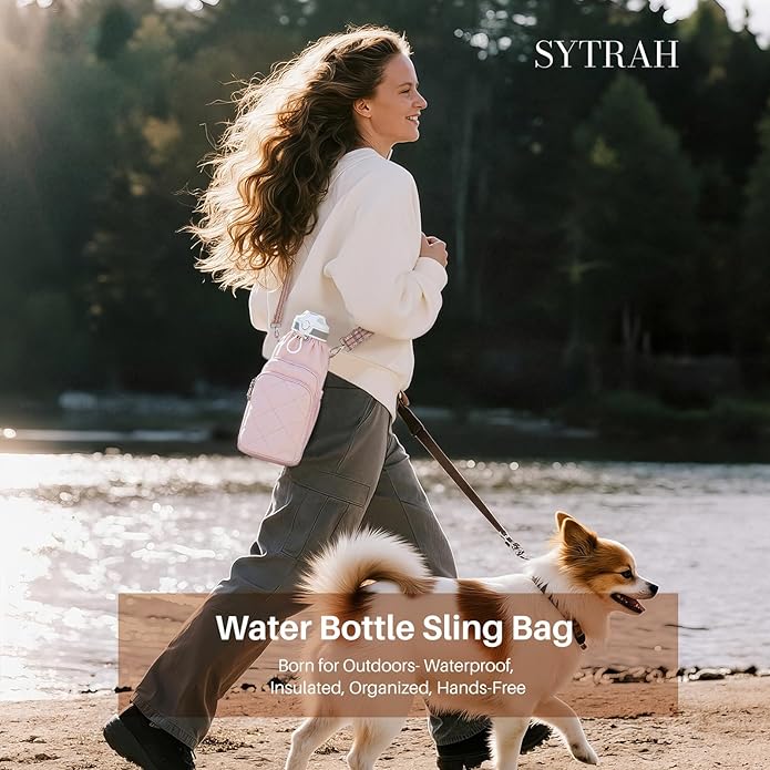 Water Bottle Bag Crossbody，Insulated Water Bottle Purse Crossbody Water Bottle Holder with Strap 40 oz