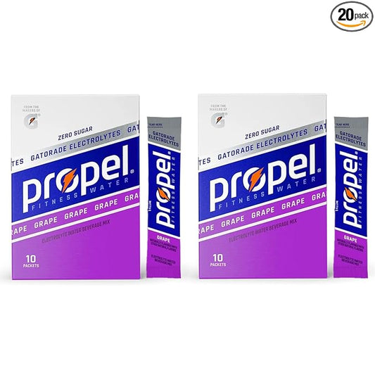 Propel Powder Packets, Grape With Electrolytes, Vitamins and No Sugar, 20 Count (Pack of 2) - in GARIZZE Box