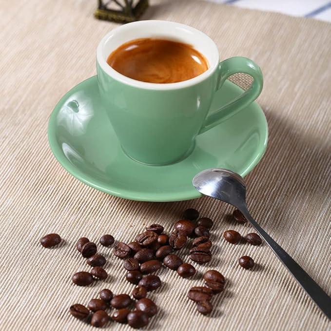 ionEgg Porcelain Espresso Cup with Saucer, Espresso shot Cup, 80ml/2.7Oz, Cyan