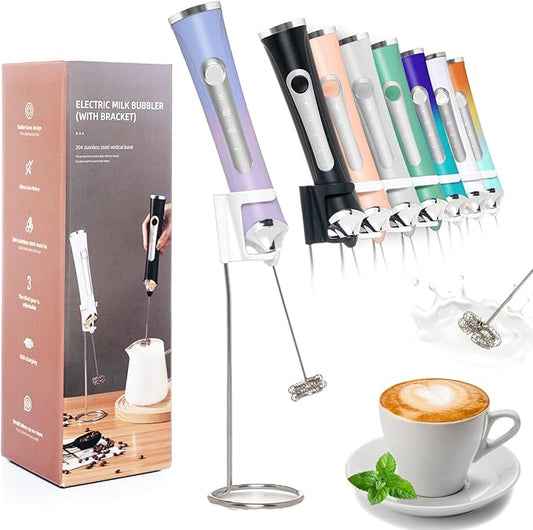Rechargeable Milk Frother Handheld For Coffee,3 Speeds Frother Wand With Stand, Batidora De Mano Electrica,Coffee Frother With 2 Heads,Drink Mixer Electric Handheld,Kitchen Essentials (Colorful 3)