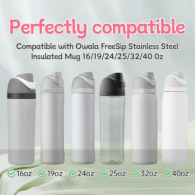 6pcs Water Bottle Seal Circle and 6pcs Replacement Stopper, Silicone Circle Lid Gasket Parts for Owala Free Sip 19oz 24oz 32oz 40oz, Cap Mouth Leak Proof Stopper Silicone Gasket Accessories