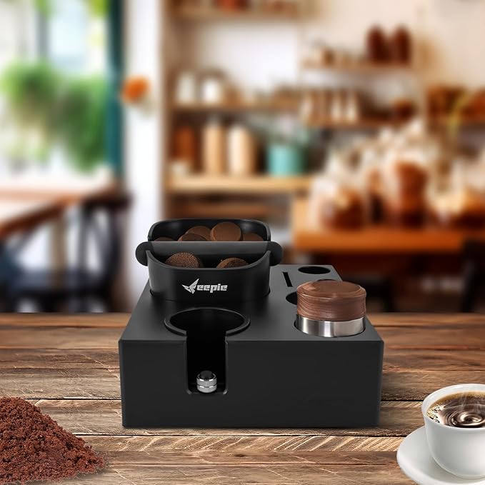 Black Espresso Organizer Box Espresso Organizer Station Espresso Box Station Espresso Accessories Organizer for Storage Espresso Tamper Distributor Portafilter & Puck Screen Accessories