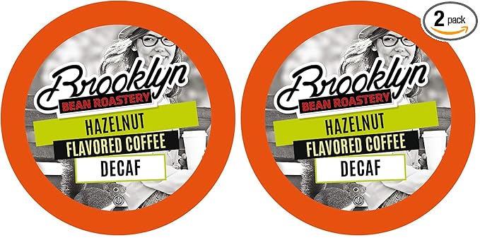 Brooklyn Beans Coffee Pods,Hazelnut Decaf - Compatible with Keurig K Cup Brewers Including 2.0 Machines,Deliciously Nutty Flavor,40 Count (Pack of 2)