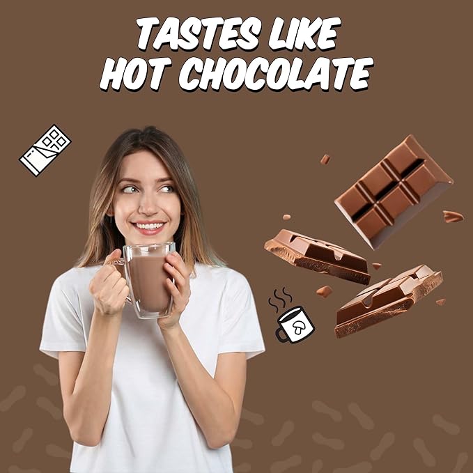 Renude Reishi Cacao Powder - Mushroom Hot Chocolate Drink, Mushroom Coffee Alternative, Hot Cacao Mix with Reishi, Sleep Support, Organic Ingredients - 10 Servings