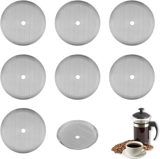 8 Pieces French Press Replacement Filters Mesh Filters Replacement,french press filter,4 Inch Stainless Steel Replacement Screen,for 1000ml,800ml,350ml Coffee Makers,french press filters replacements