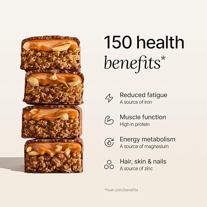 Huel Complete Nutrition Vegan Protein Bars | Peanut Caramel | 13g Protein | 27 Vitamins & Minerals, 2g Sugar, Non-GMO, 100% Plant Based Snack | 12 Pack