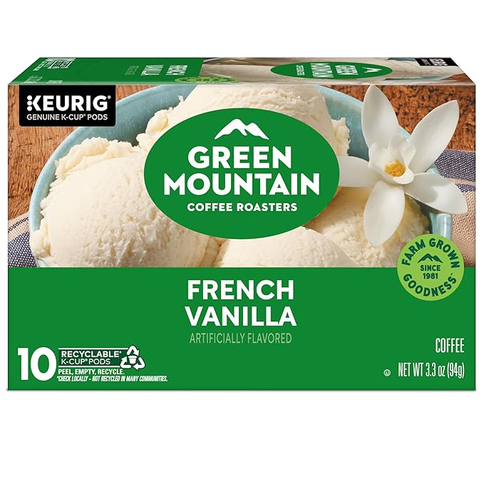 Green Mountain Coffee Roasters French Vanilla Keurig Single-Serve K-Cup pods, Light Roast Coffee, 60 Count (6 Packs of 10)