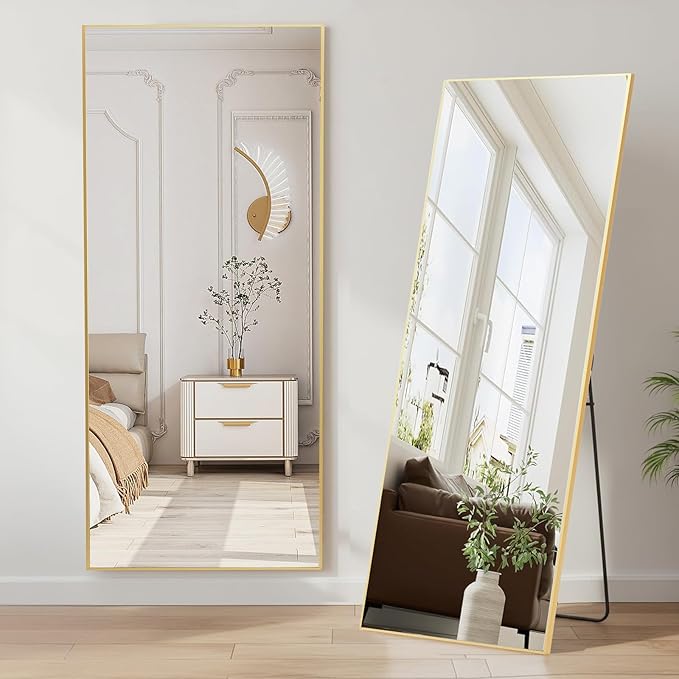 NEWBULIG Full Length Mirror, Upgraded Body Wall Mirrors with Shatter-Proof Glass, Floor Standing Mirror, Home Wall Decor