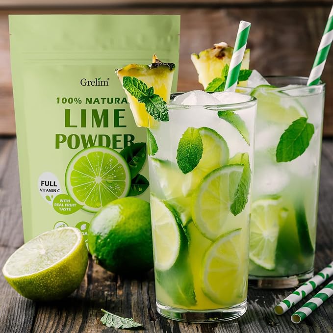 Grelim Lime Powder 11.30 Oz, Freeze Dried Lime Juice Powder, Filler Free, Gluten-Free, Fresh Squeezed Limeade Great for Beverages, Smoothies 320g