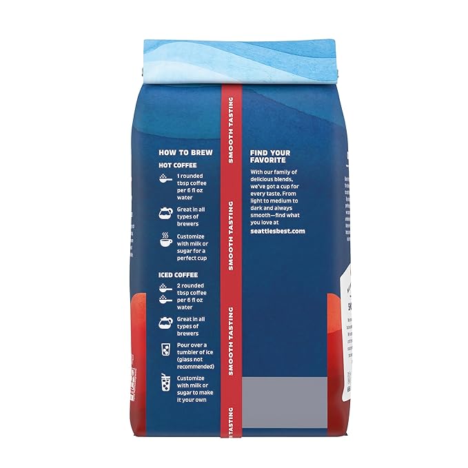 Seattle's Best Coffee Portside Blend Medium Roast Ground Coffee | 12 Ounce Bags (Pack of 6)