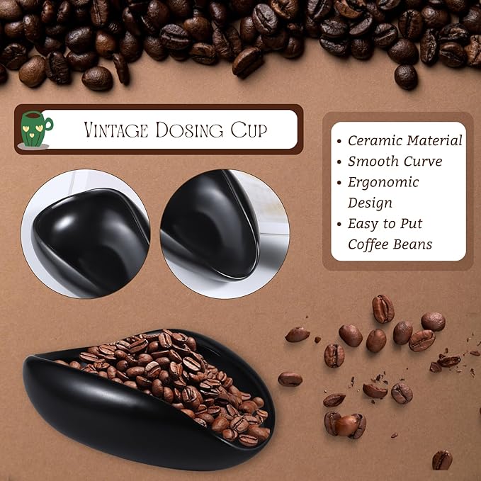 3pcs Coffee Bean Dosing Cup Set with Gift Box, Dosing Ceramic Cups Stainless Steel Spoon Portable Spray Bottle Static Reduction Precise Measuring for Espresso Tea Coffee Bar Accessories Kit