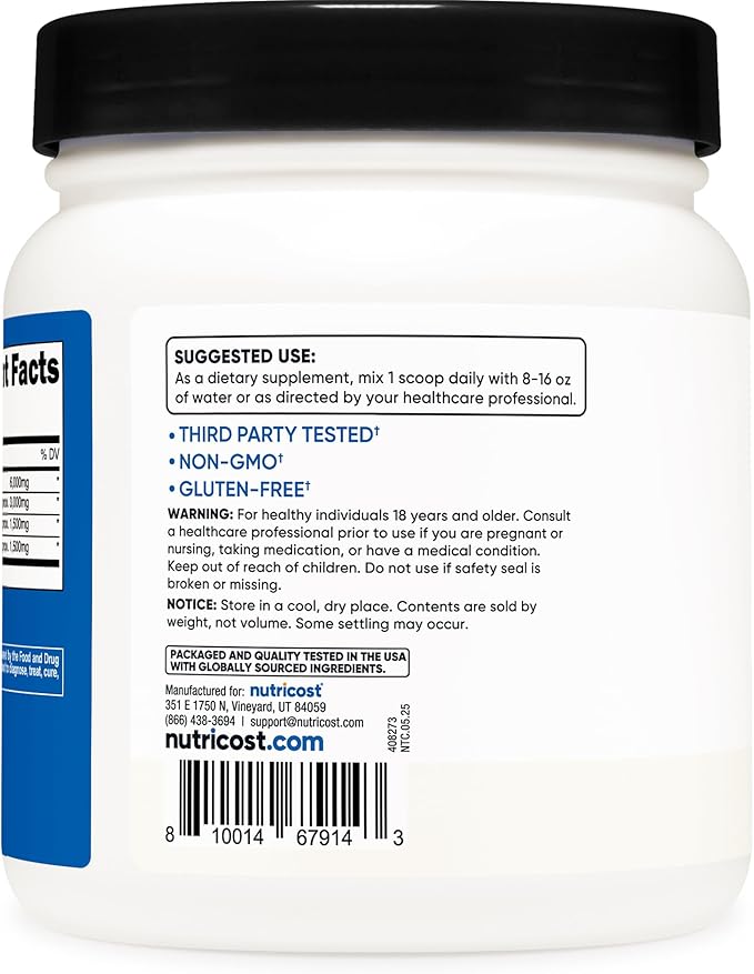 Nutricost BCAA Powder 2:1:1 (90 Servings, No Flavor Added) - Branched Chain Amino Acids (Pack of 2)