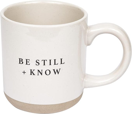 Sweet Water Decor Be Still and Know Mug - Religious Christian Coffee Mug - Inspirational Bible Verse - 14oz Stoneware Coffee Cup - Microwave & Dishwasher Safe