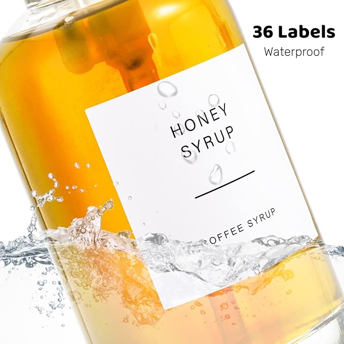 2 Pack Coffee Syrup Dispenser, 16.9 oz 500 ml Coffee Pump Dispenser, Glass Syrup Bottle with 36 Labels and Golden Pumps, Soap Dispenser for Coffee Bar Accessories, Caramel