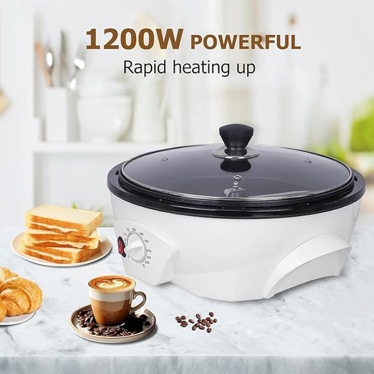 Electric Coffee Roaster Machine for Home Use, Household Electric Coffee Bean Roaster with Lid Roasting Machine Peanut Bean