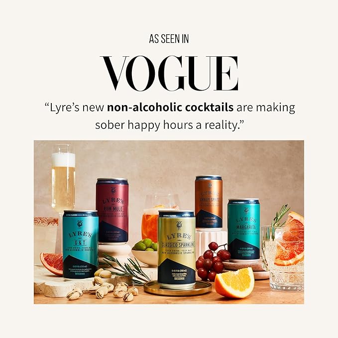 Lyre’s Classico 4-Pack, Non Alcoholic Sparkling Wine, Zero Proof Prosecco Alternative, Alcohol Free Drinks, Canned Mocktails, Ready to Drink, 45 Calories per Serve (8.45 Fl Oz x 4)