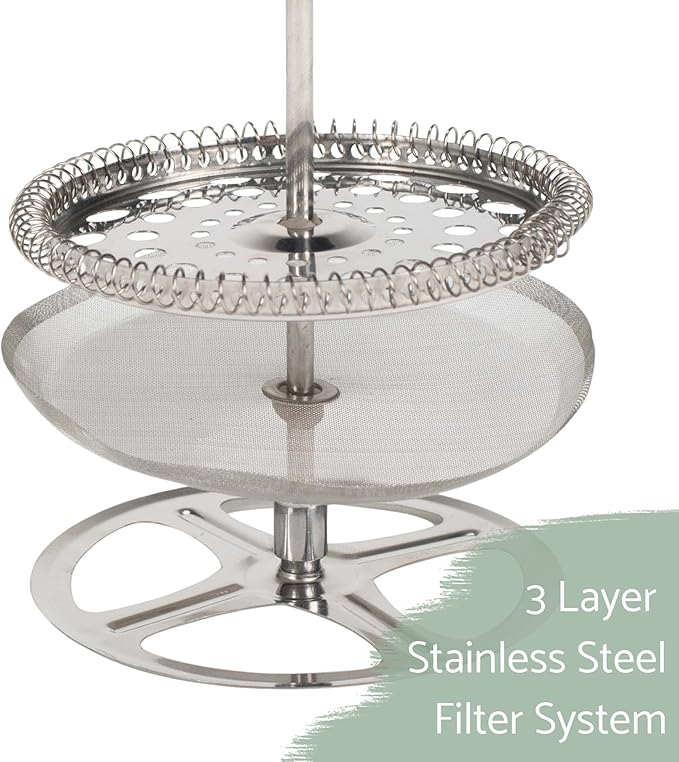 Elanze Designs Natural Woodgrain 0.6 Liters Glass Chrome Plated Bamboo Wood French Press Coffee and Loose Leaf Tea Maker