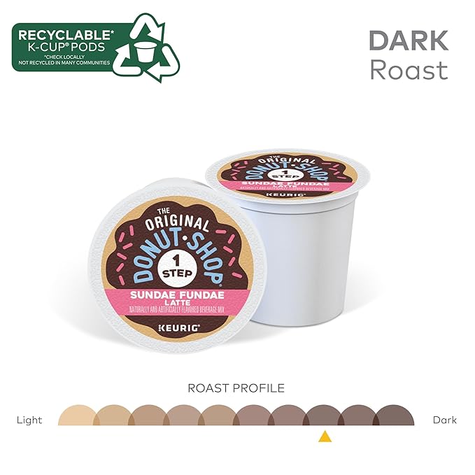 The Original Donut Shop Sundae Fundae One-Step Latte, Keurig Single Serve K-Cup Pods, 20 Count