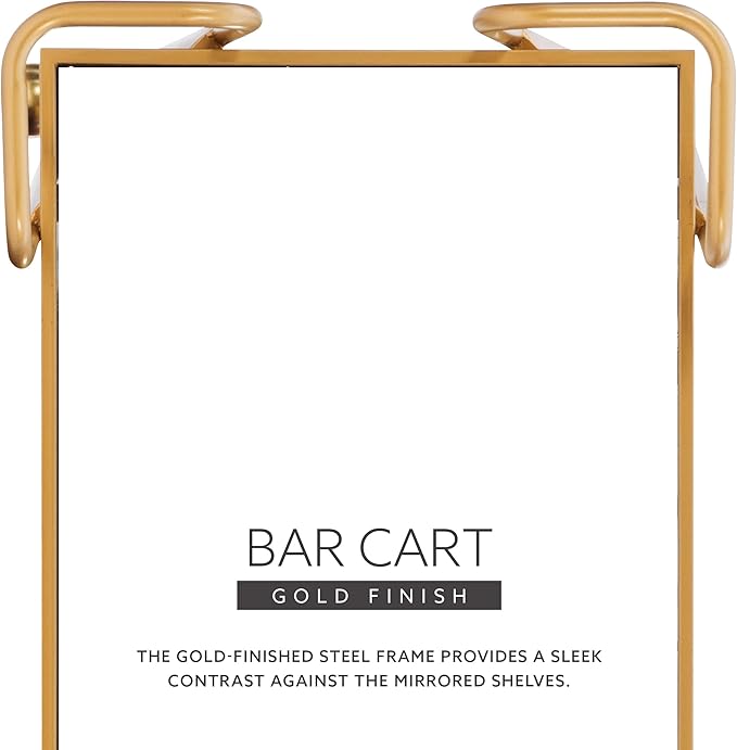 Linon Gina Mid-Century Bar Cart, Gold