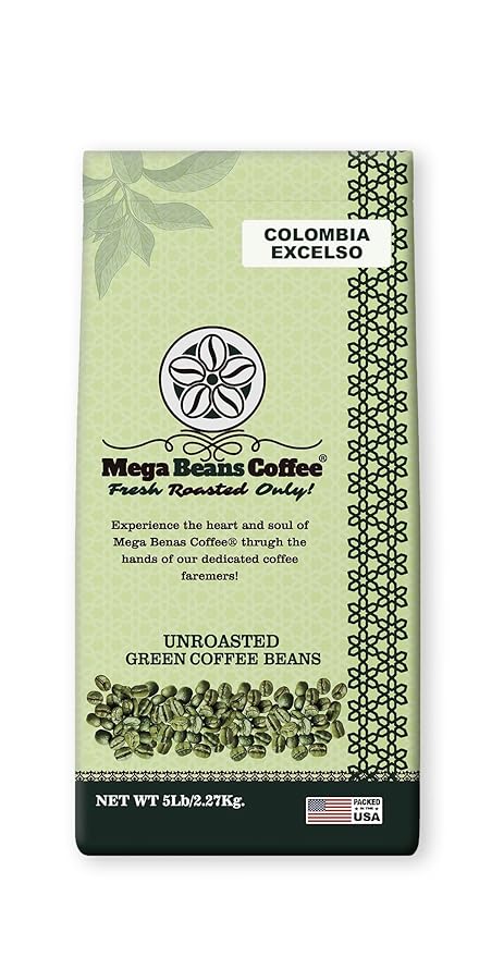Colombia Ixtapa Excelso, Unroasted Green Coffee Beans, Mega Beans Coffee, 100% Arabica (5LB)