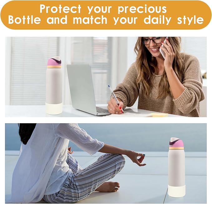 2PCS Silicone Water Bottle Boot, Compatible with Owala 24oz 32oz 40oz, Protective Anti-Scratch & Anti-Dent No Noise Sleeve Cover for FreeSip/Twist/Flip Water Bottles (Daybreak, 32oz)