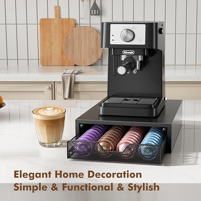 Nespresso Pods Holder, K Cup Holder, Coffee Pod Holder Organizer Compatible with Nespresso Vertuo Capsules, Holds 60 Small or 40 Large Pods, Black