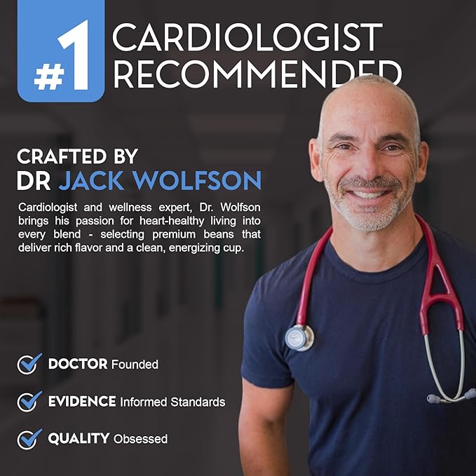 Cardiology Coffee – Decaf Coffee Beans – USDA Certified Organic, Mold Free 12oz Premium Whole Bean Coffee Dark Roast – Decaf Espresso Beans with Swiss Water Decaf and Antioxidant Benefits – Heart Healthy Lifestyle
