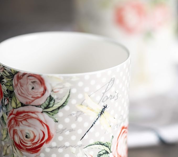 Maison d' Hermine Coffee Mug with Handles Fine Bone China Mugs Pack of Two Tea Cups for Hot Beverages Cappuccino Latte Home Restaurant Office Perfect for Gift (Champ De Mars, 12 Ounce)