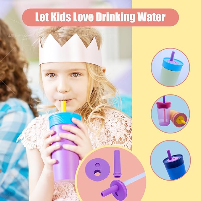 2Pack Silicone Straw Replacement for Owala Water Bottle & Tumbler,Leak-Proof Food Grade Kids Straw,Removable Replacement Lid Part,Dish Washer Safe,Make Kids Love Driking
