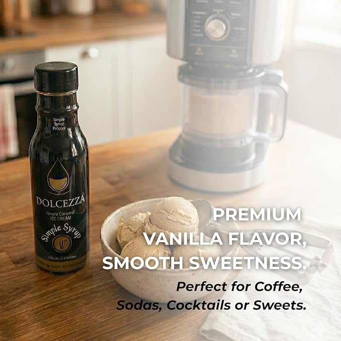 Dolcezza Allulose Simple Syrup, All Natural Low Sugar Sweetener for Coffee, Baking, and Drinks. Keto Friendly Monkfruit Blend. No Stevia or Artificial Sweeteners. No Aftertaste. 12 fl oz