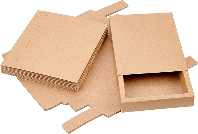 BENECREAT 10 Pack 7.8x6x1.2 Inch Large Kraft Treat Box Paper Drawer Candy Box for Small Dessert, Candy, Mini Soaps and Other Party Favors