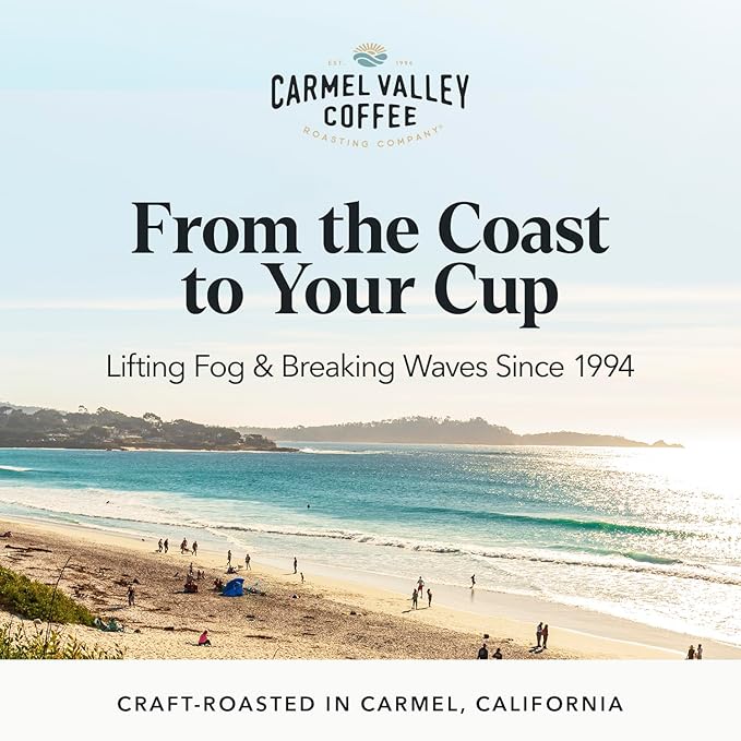 Carmel Valley Coffee Roasting Foglifter® Reserve – Whole Bean Organic Dark Roast Coffee, Connoisseur's Premium Blend, Citrus Zest & Toffee Notes, 12 Ounce Bag (Pack of 1)