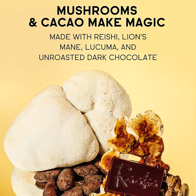 Raaka Cocoa Magic Mushroom Hot Chocolate Blend with Lion’s Mane, Reishi and Lucuma - Gourmet Adaptogenic Mushroom Hot Chocolate - Organic, Vegan, Low Sugar, Gluten Free, Kosher - 5 oz. Bag (8 Servings)