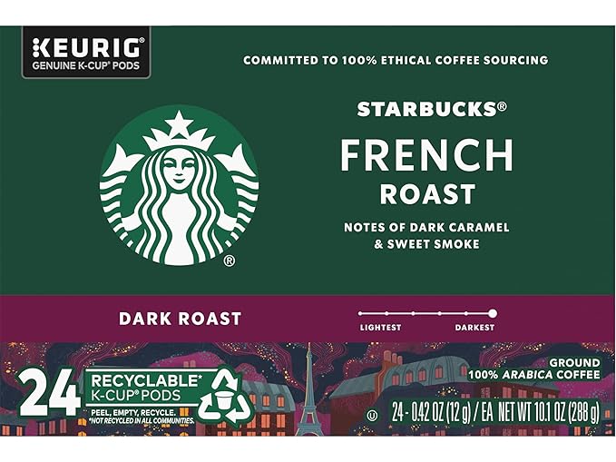 Starbucks French Roast Dark Coffee, 72 K-Cups, (3 Pack of 24 k-cups)