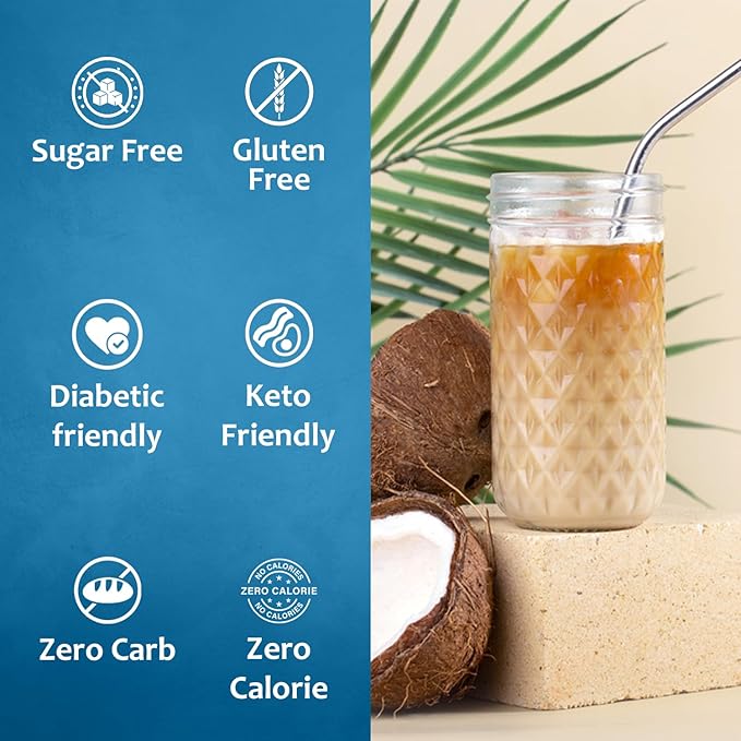 Syruvia Sugar Free Coffee Syrup, Coconut Flavored Syrup for Drinks, Lattes, and Desserts – 25.4 fl oz, With Pump