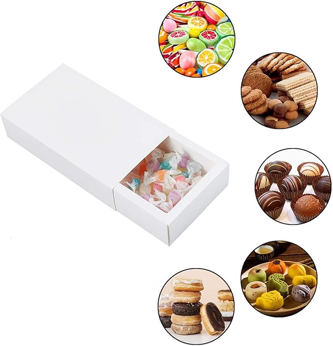 BENECREAT 16 Pack Kraft Paper Drawer Box 6.5x4.5x1.7 Festival Gift Wrapping Boxes Soap Jewelry Candy Weeding Party Favors Gift Packaging Boxes, White