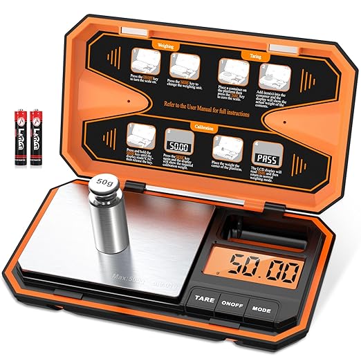 AMIR Digital Pocket Scale, High-Precision 500g x 0.01g Mini Gram Scale with LCD Display, Digital Food Scale with Tare Function, 6 Unit Conversion for Food, Jewelry, Coins, Coffee