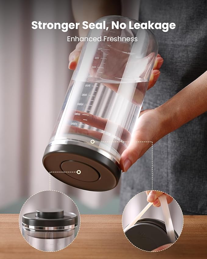 Coffee Canister with Airtight Lid, One-Press Button Borosilicate Glass Coffee Container with PP Silicone Lid, Food Storage Container for Grounds Coffee, 1lb Beans, Flour, Cereal, Sugar