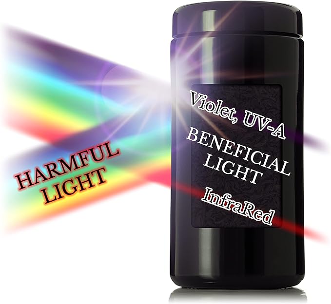 Black Ultraviolet Glass Jar with Lid | 1 Liter 33.8 oz Airtight Smell Proof Container | Wide Neck Herb Storage, Ideal for Coffee, Tea, Spices, Dried Goods, Tall Glass Jar for Kitchen